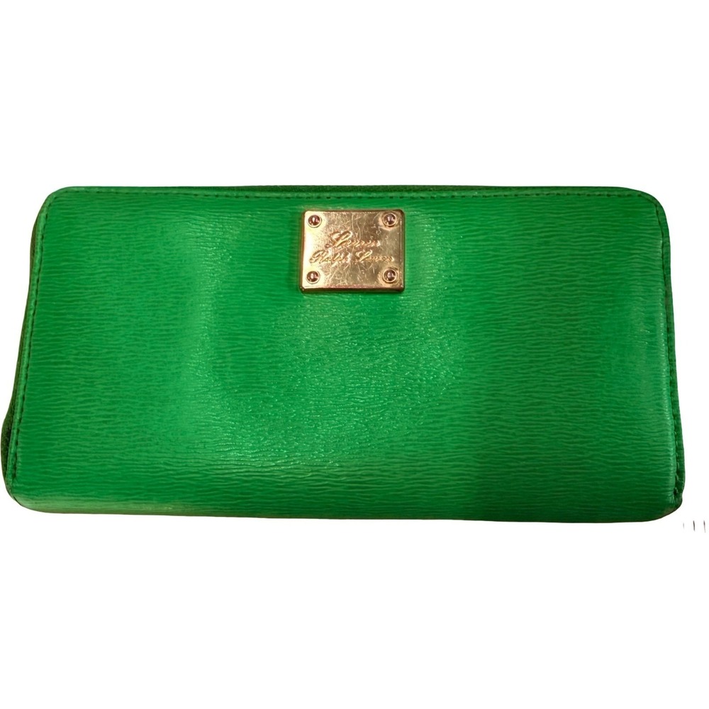 Lauren‎ Ralph Lauren Sloan Street Green Saffiano Leather Zip Around Wallet